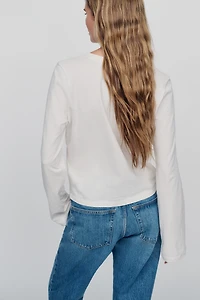 By Anthropologie Evelyn 100% Cotton Long Sleeve Tee