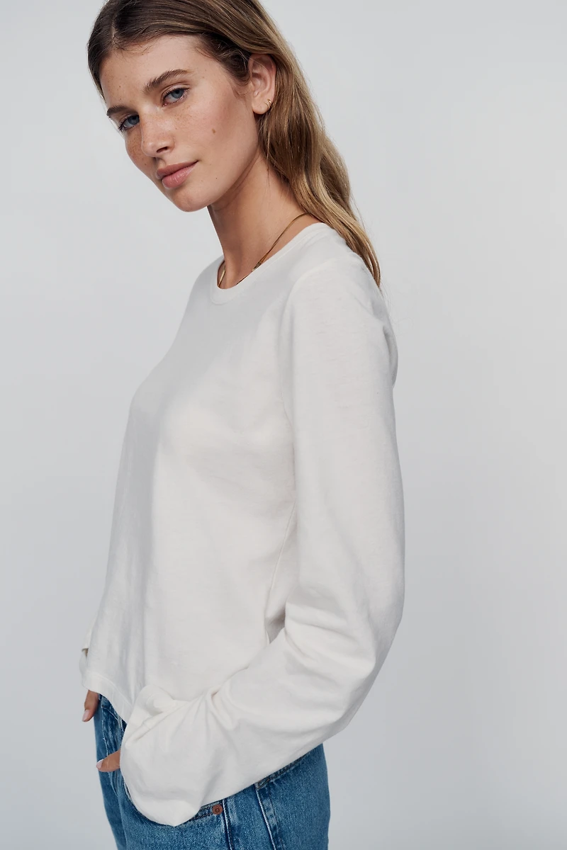 By Anthropologie Evelyn 100% Cotton Long Sleeve Tee
