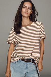 Good American Cotton Striped Crewneck Tee