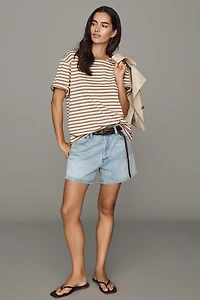 Good American Cotton Striped Crewneck Tee