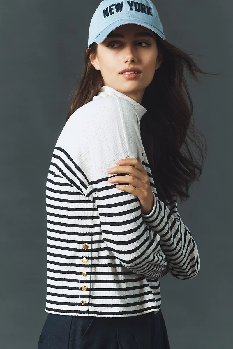 rag & bone Ribbed Mock-Neck Long-Sleeve Top