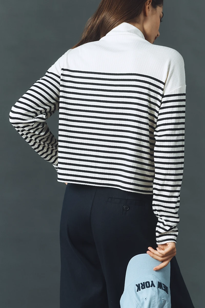 rag & bone Ribbed Mock-Neck Long-Sleeve Top