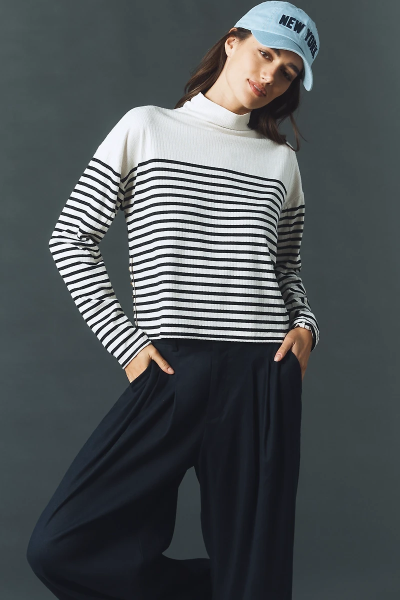 rag & bone Ribbed Mock-Neck Long-Sleeve Top