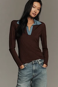 rag & bone Cotton Natalia Colorblock Long-Sleeve Top