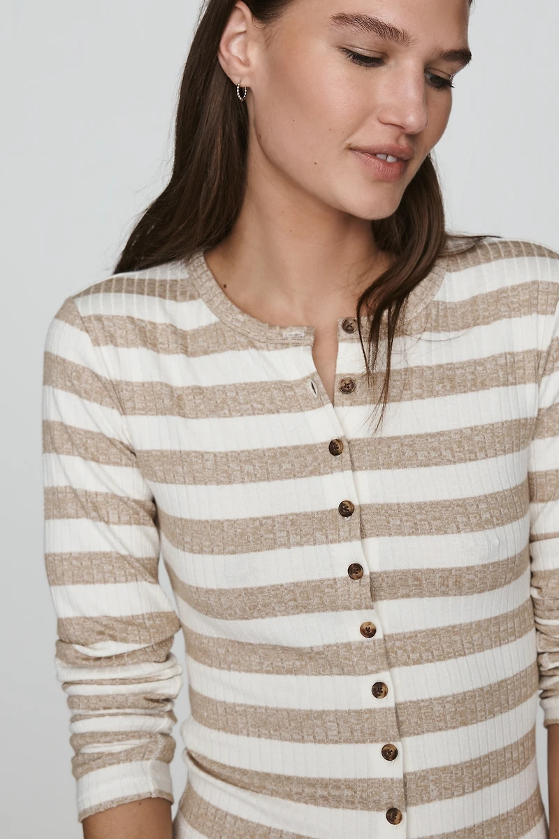 rag & bone The Knit Wide Rib Stripe Cardigan