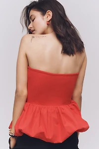 Maeve Strapless Bubble-Hem Peplum Top