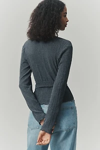 Pilcro Textured Wrap Knit Top