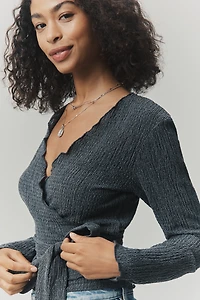 Pilcro Textured Wrap Knit Top