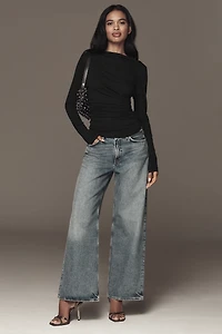 By Anthropologie Long-Sleeve Asymmetric Ruched Top