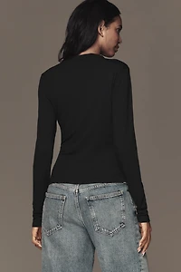By Anthropologie Long-Sleeve Asymmetric Ruched Top