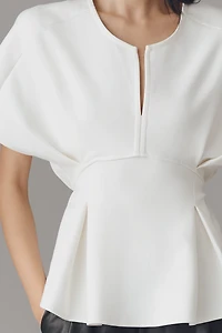 By Anthropologie Pleated Peplum Short-Sleeve Top