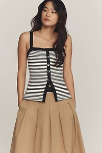 Maeve Square-Neck Button-Front Tank Top