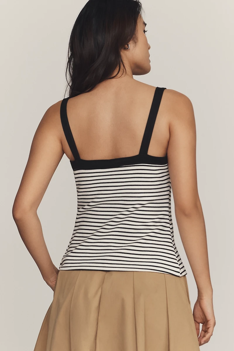 Maeve Square-Neck Button-Front Tank Top