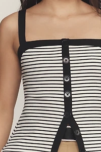 Maeve Square-Neck Button-Front Tank Top