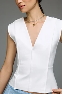 Maeve Sleeveless Structured V-Neck Top