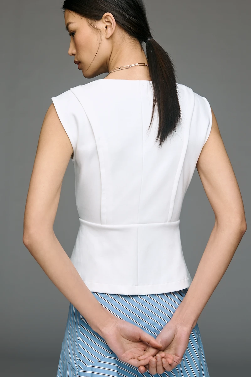 Maeve Sleeveless Structured V-Neck Top