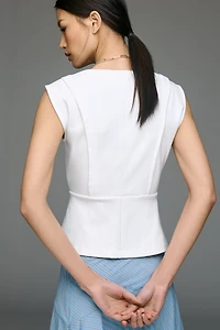 Maeve Sleeveless Structured V-Neck Top