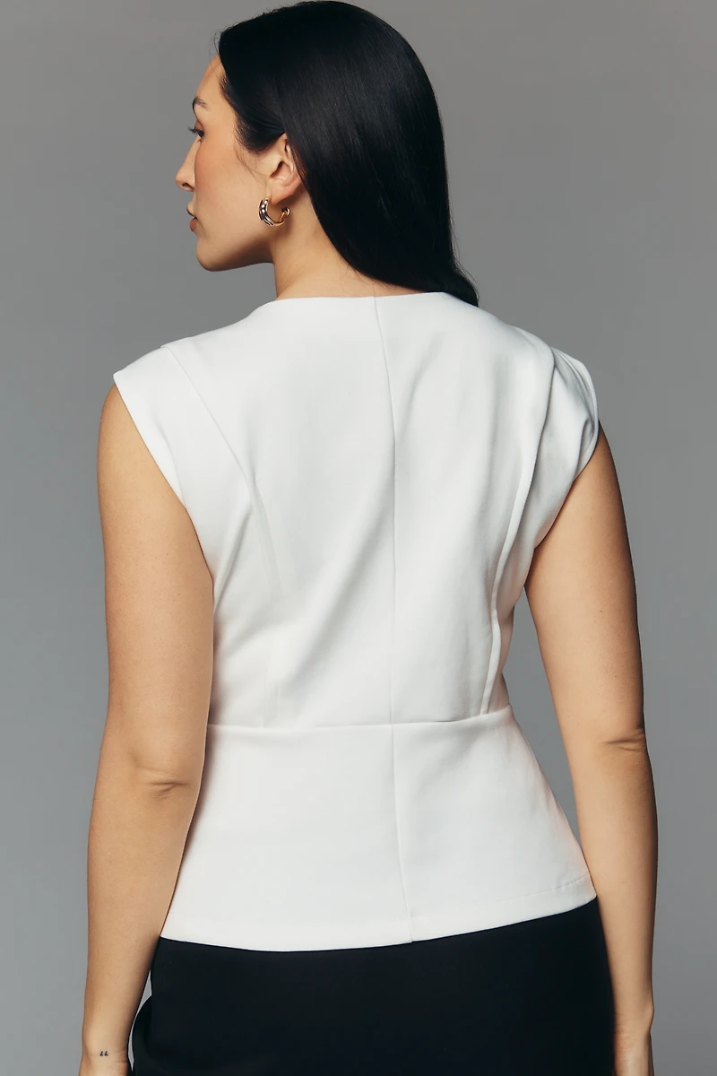 Maeve Sleeveless Structured V-Neck Top