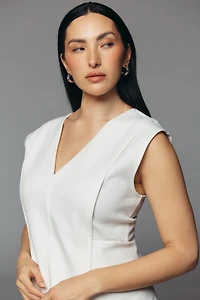 Maeve Sleeveless Structured V-Neck Top