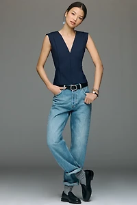 Maeve Sleeveless Structured V-Neck Top