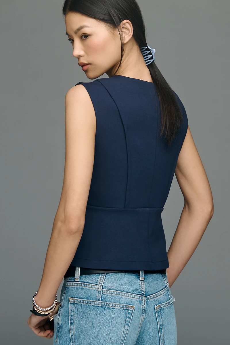 Maeve Sleeveless Structured V-Neck Top
