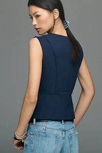 Maeve Sleeveless Structured V-Neck Top