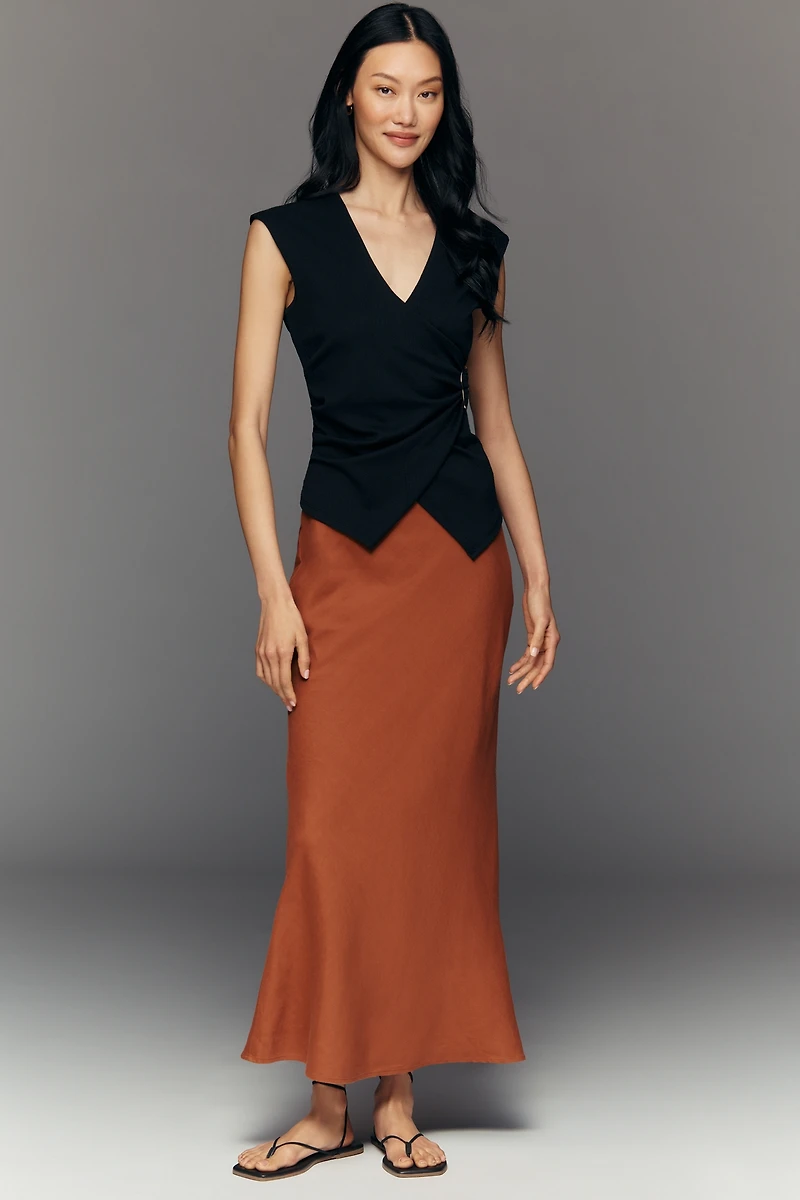 Maeve V-Neck Cap-Sleeve Top