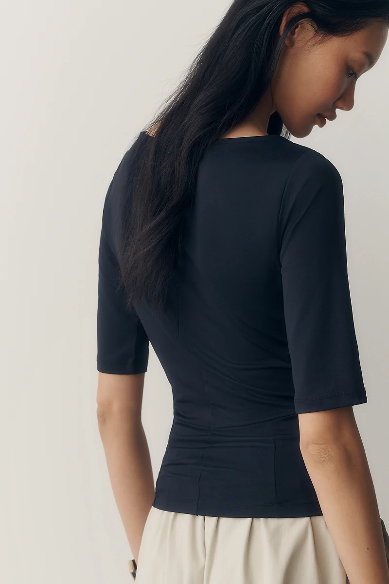 Maeve Ruched Boat-Neck Top