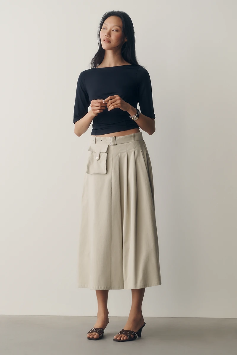 Maeve Ruched Boat-Neck Top