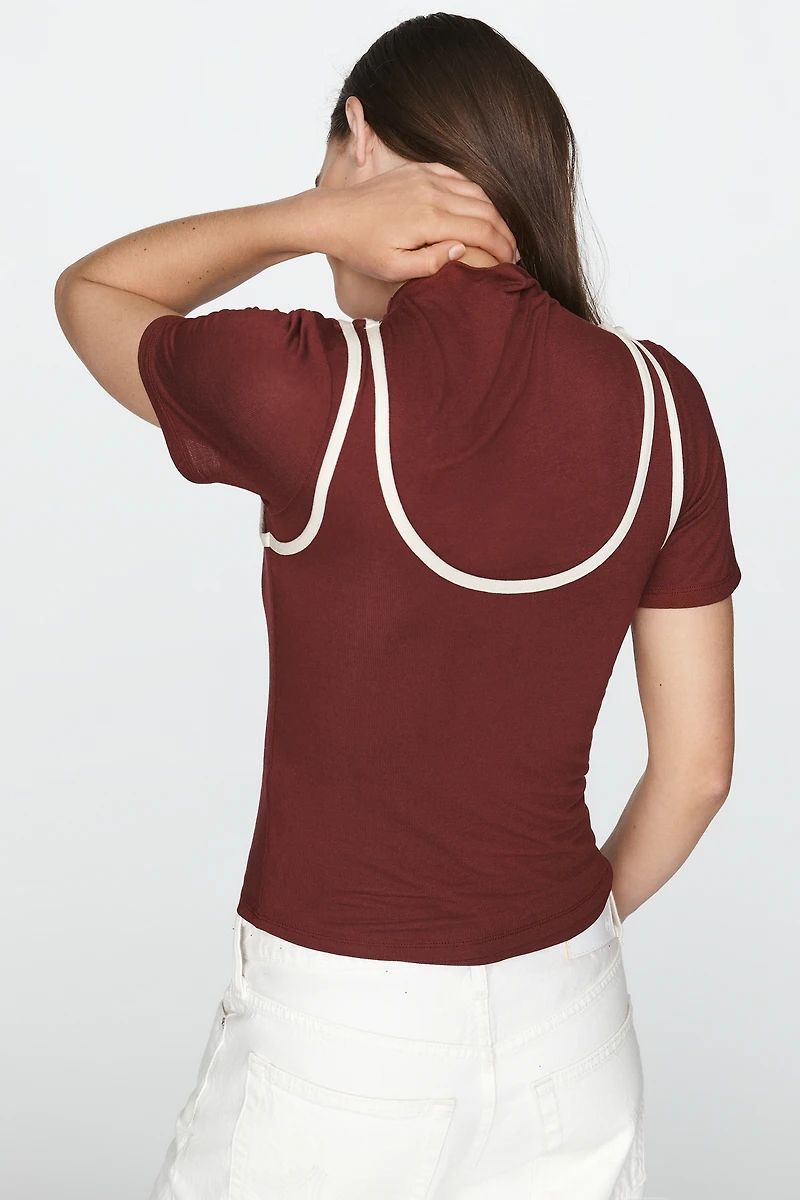 By Anthropologie Contrast Piped Tee