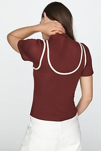 By Anthropologie Contrast Piped Tee