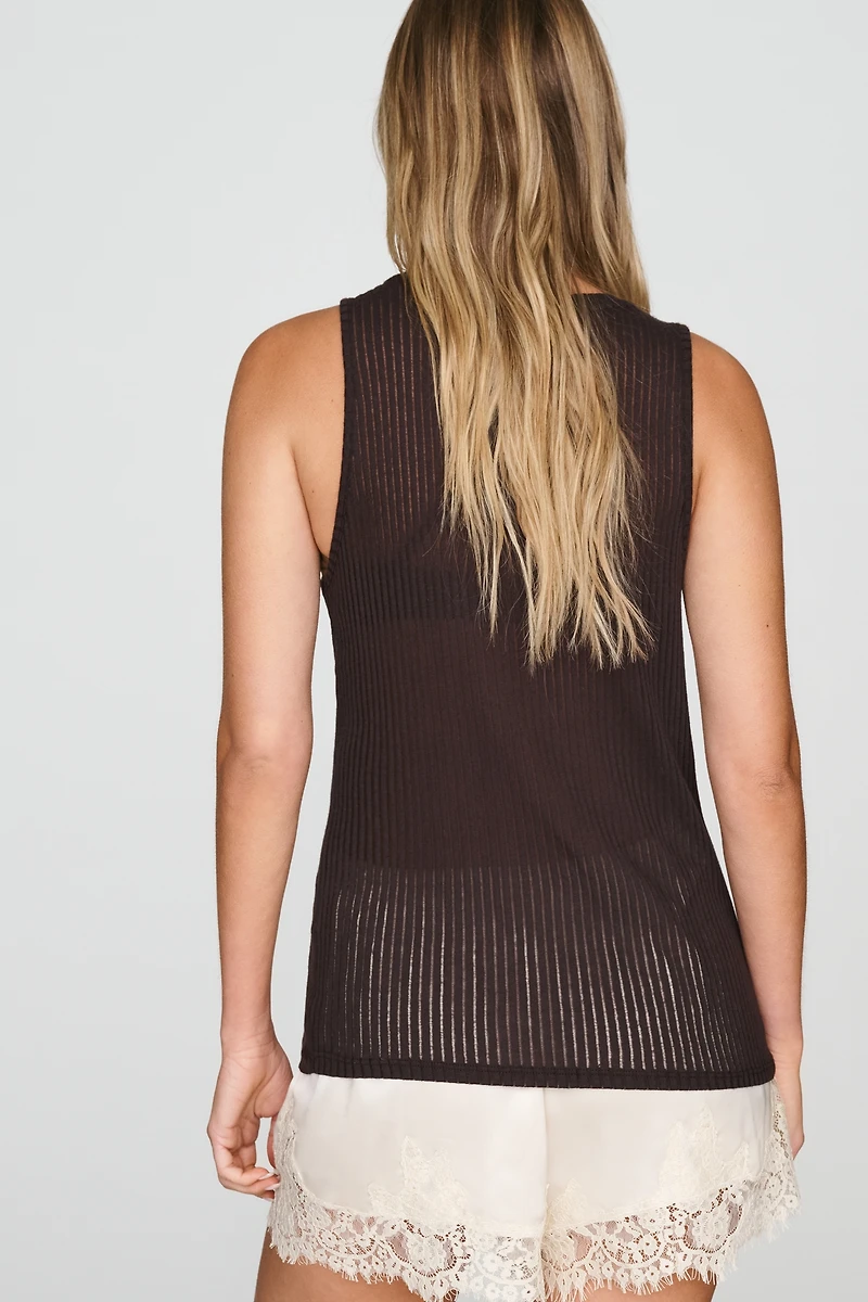 By Anthropologie Sheer Ribbed Tank