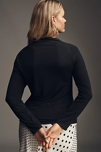 Eloquii Plus Long-Sleeve Gathered-Neck Top