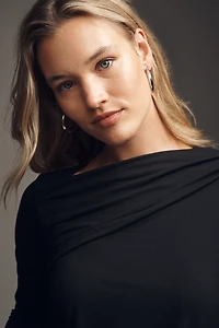 Eloquii Plus Long-Sleeve Gathered-Neck Top
