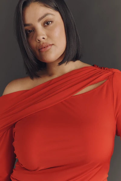 Eloquii Plus Off-Shoulder Long-Sleeve Top