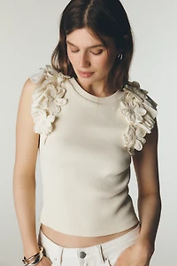 Ollari Fluttered Floral Tank