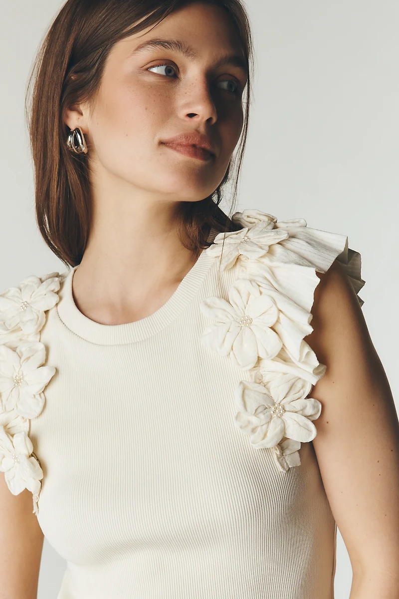 Ollari Fluttered Floral Tank