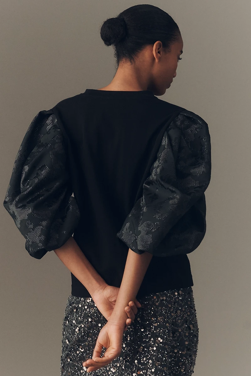 Essentiel Antwerp Puff-Sleeve Jacquard Top