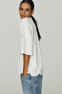 Essentiel Antwerp Jangoo Cotton Sequin-Sleeve Tee