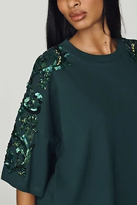 Essentiel Antwerp Kangoo Cotton Sequin-Sleeve Tee