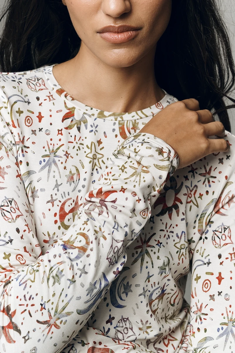 Scotch & Soda Floral Long-Sleeve Crew-Neck Top