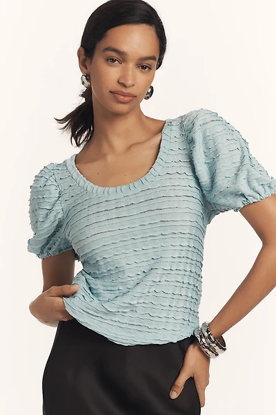 By Anthropologie Textured Ruffled Top