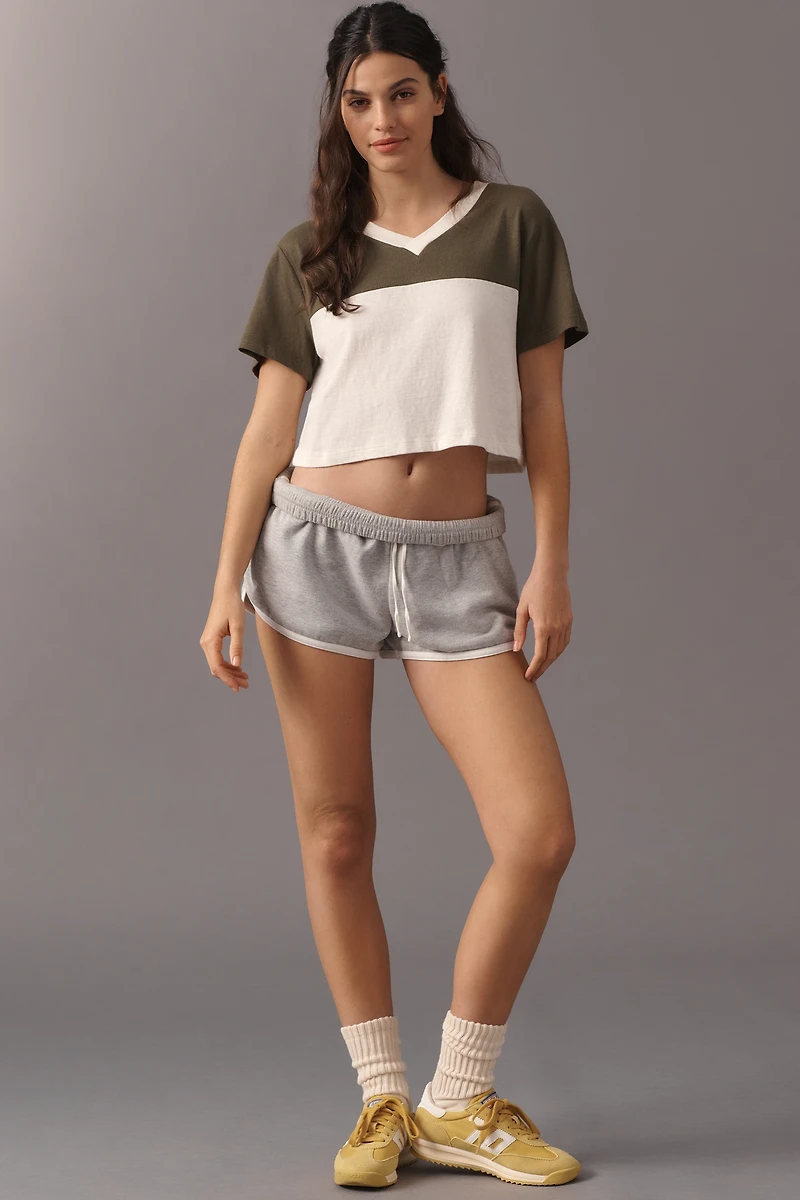 RE/DONE Cotton V-Neck Crop Tee
