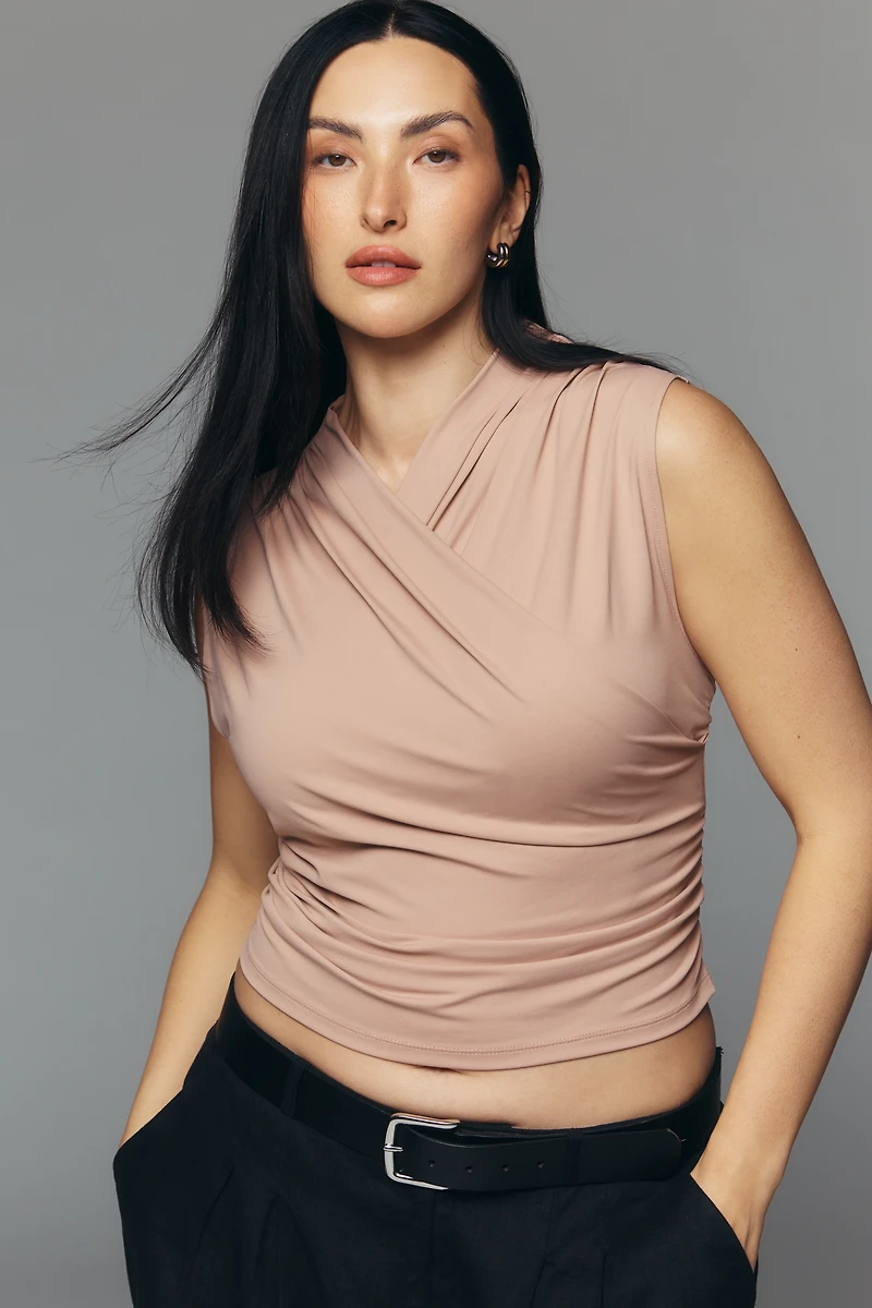 By Anthropologie Wrap Mock-Neck Muscle Tank