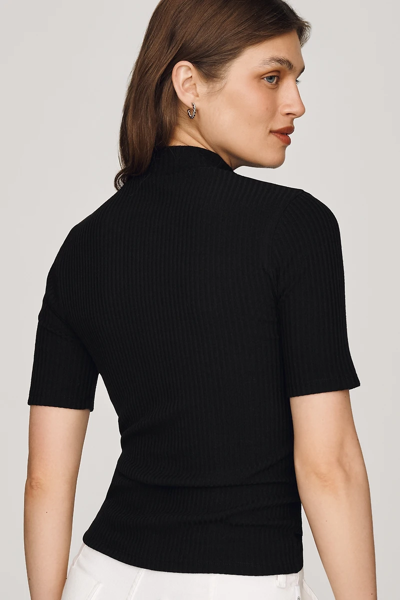 By Anthropologie Ribbed Mock-Neck Top