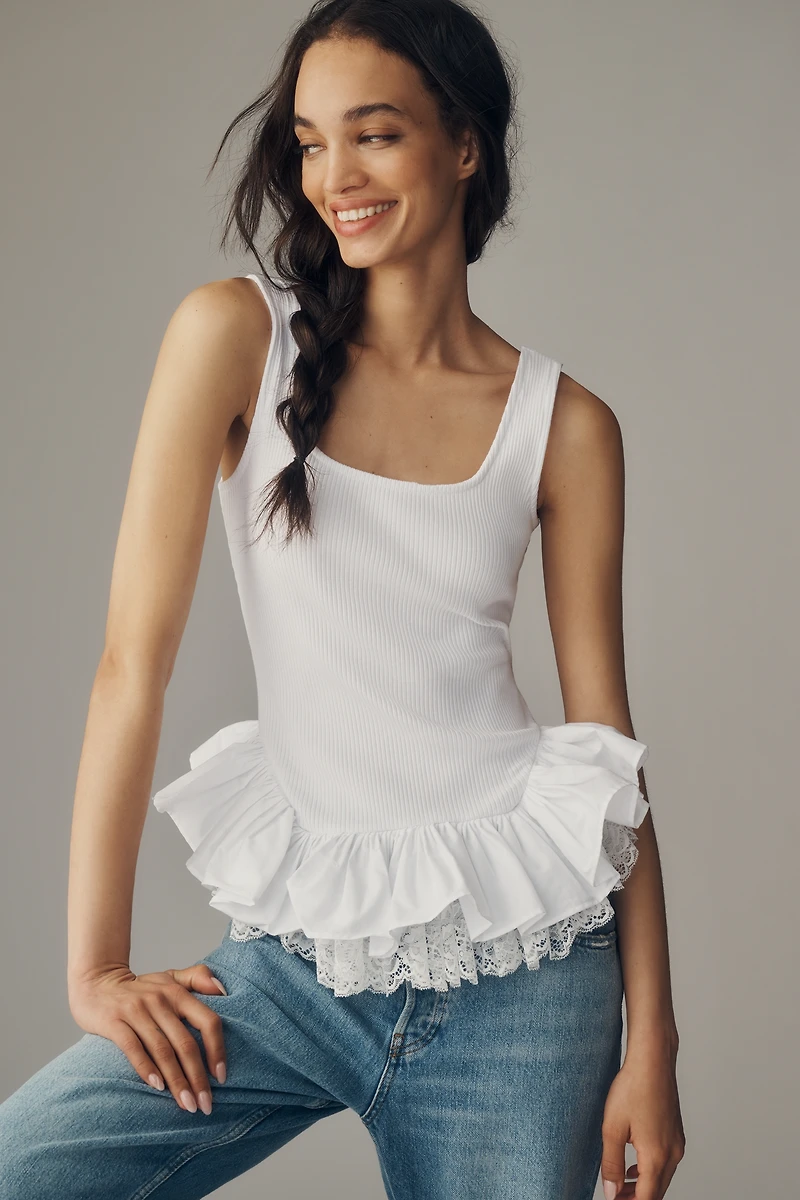 ESTHE Ruffled Peplum Tank Top