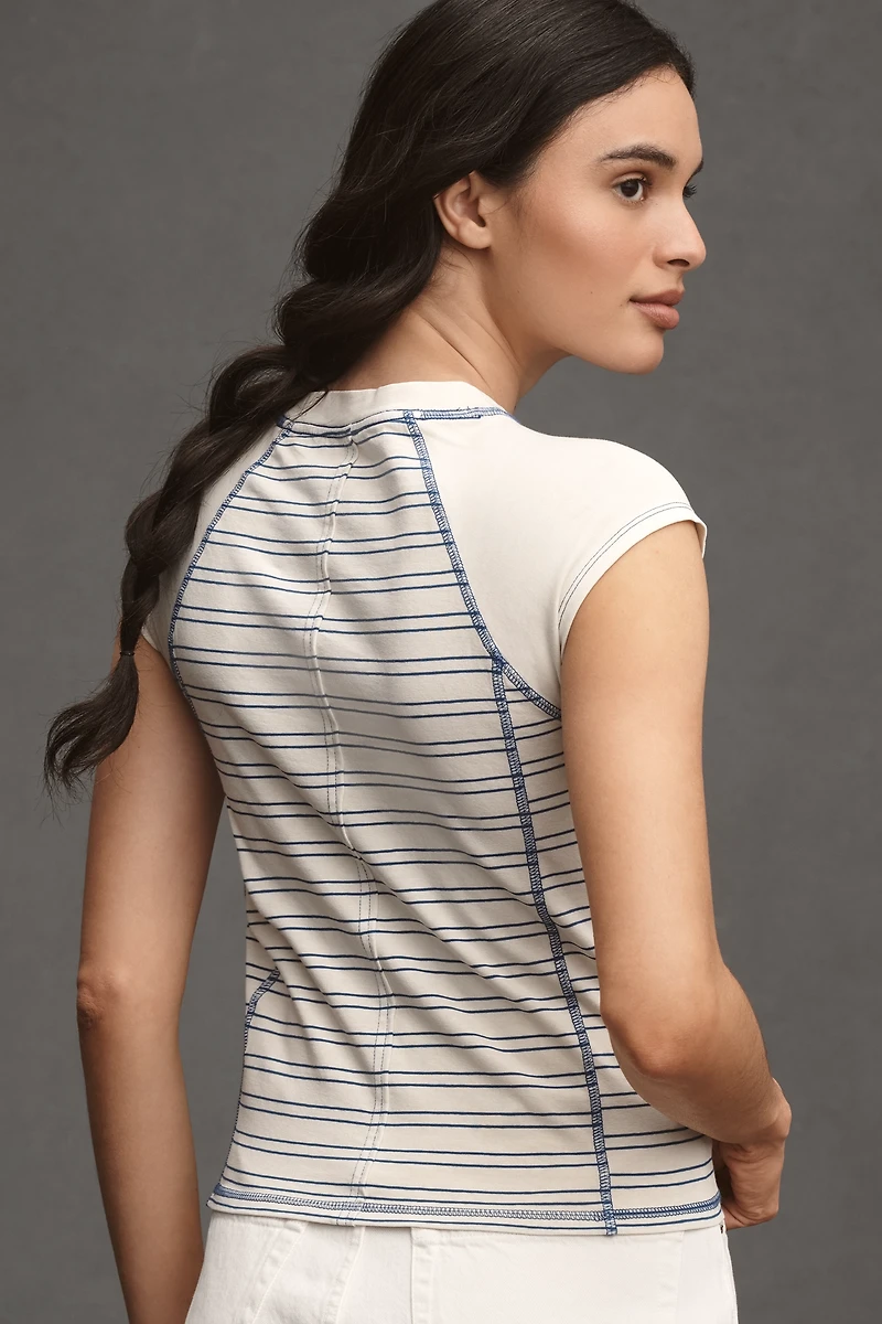 Pilcro Top-Stitch Shrunken Ringer Tee