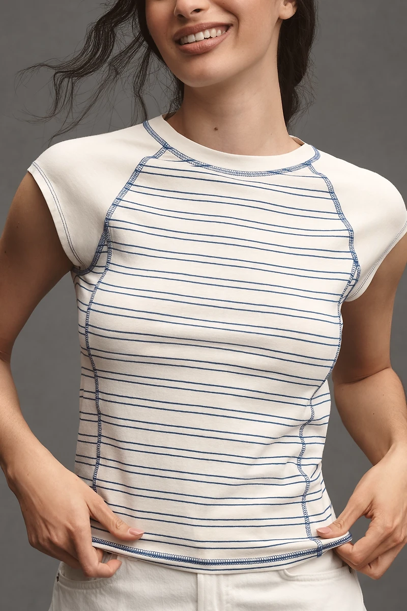 Pilcro Top-Stitch Shrunken Ringer Tee