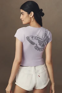 The Evan Short-Sleeve Graphic Raw-Edge Baby Tee