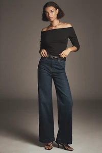 Pilcro Off-The-Shoulder Ruched-Sleeve Top